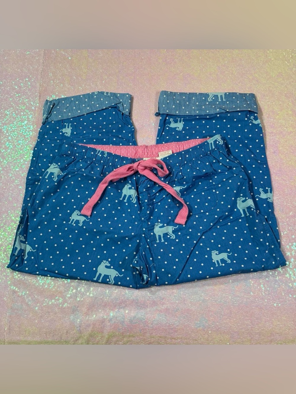 JJ Authentic Blue & Pink Dog Polka Dot Pajama Pants ★彡